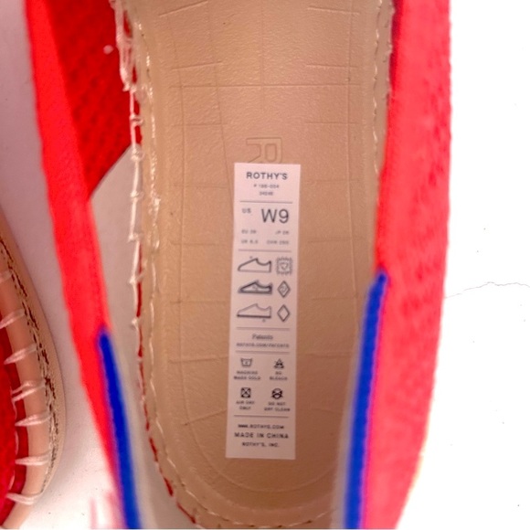 Rothy's The Espadrille Flats Red Hot Size 9 Jute Midsole NWOB No Ankle Laces - Picture 6 of 9